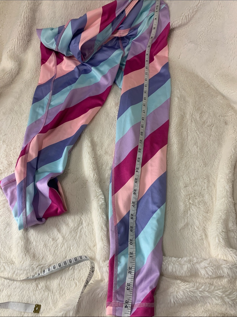 crown & ivy Pastel Diagonal Stripe Leggings - Pink, Peach & Lavender - Picture 6 of 7